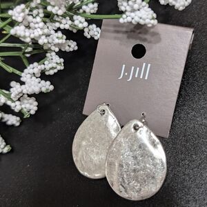 J. Jill Hammered Shimmery Silver Teardrop Earrings NWT